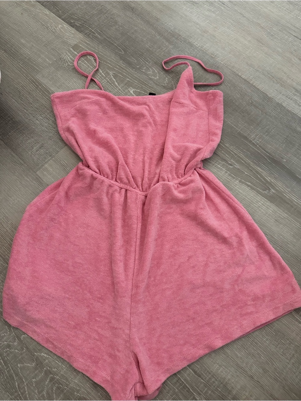 H&M Pink Terry Romper with Adjustable Spaghetti Straps